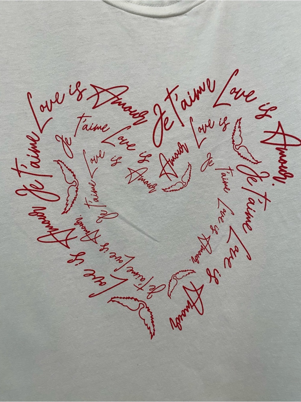 Zadig & Voltaire Women's Amour Heart T-shirt Sz M white with red graphic - Picture 2 of 7